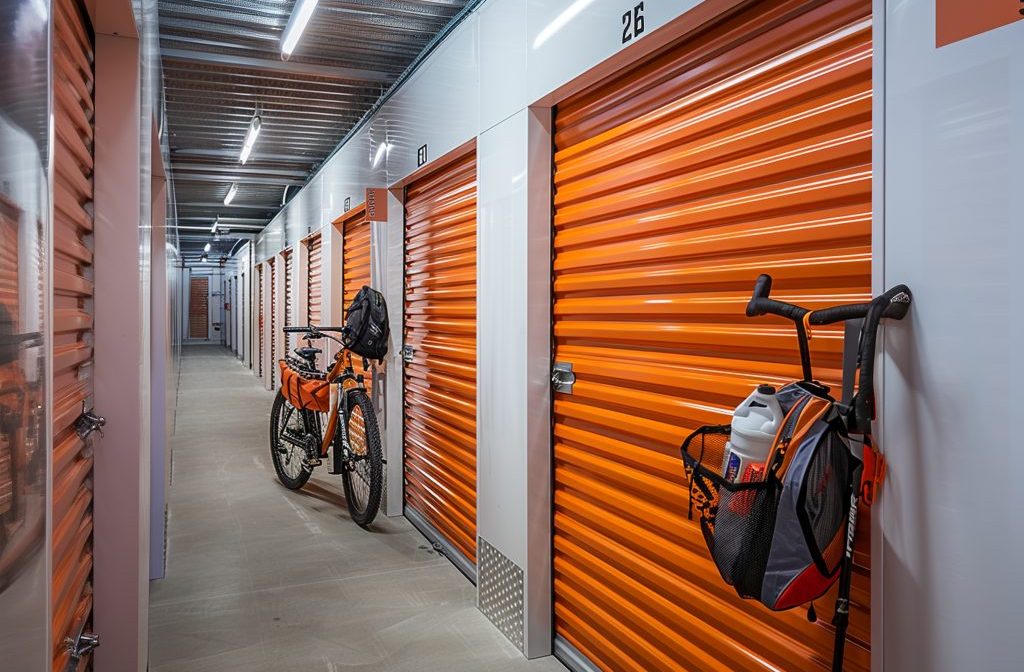 orange self storage with bike